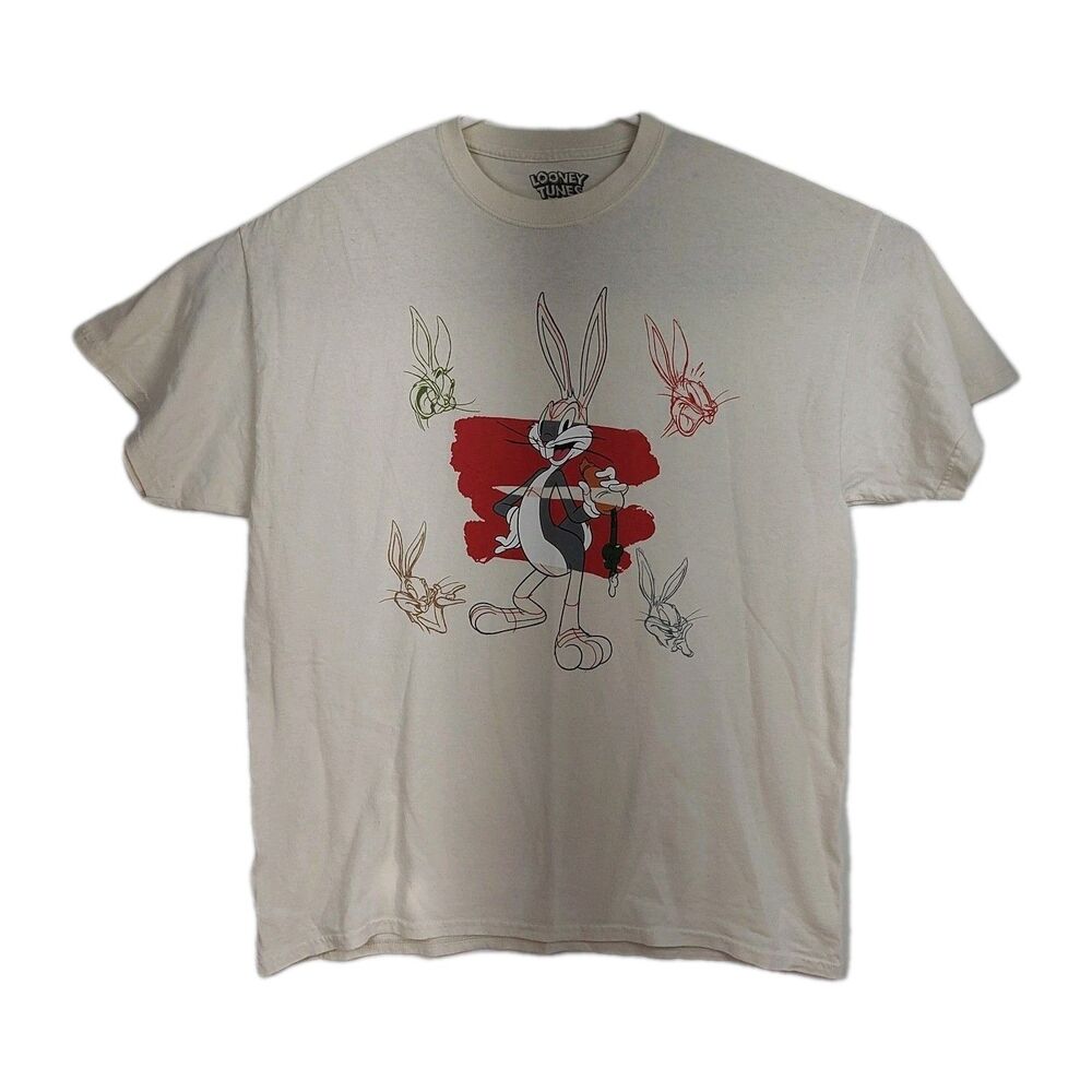 Looney Tunes Bugs Bunny T-Shirt Men's Size XL White Graphic Print